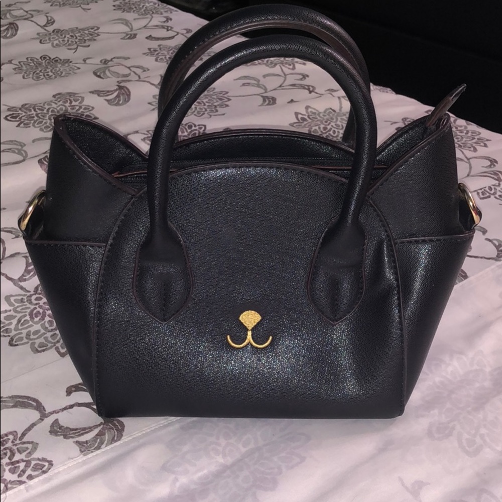 Cat Shaped Black Crossbody Bag